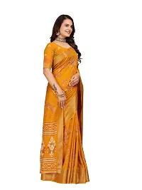 Beautiful Yellow Dola Silk Foil Print Women Saree with Blouse piece-thumb2