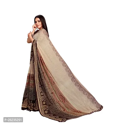 Elegant Brown Georgette Saree with Blouse piece For Women