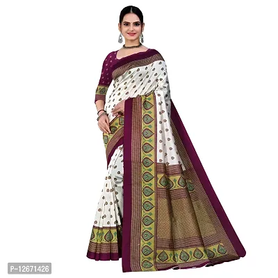 Trendy Maroon Mysore Silk Printed Saree With Blouse Piece For Women