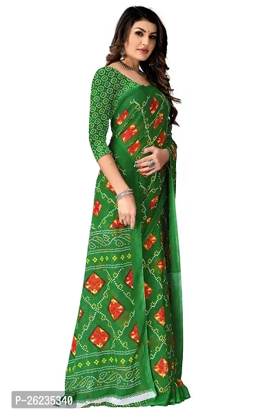 Elegant Green Georgette Saree with Blouse piece For Women