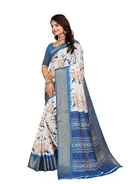 Beautiful Blue Dola Silk Foil Print Women Saree with Blouse piece-thumb2