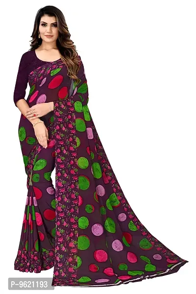 Fancy Georgette Saree with Blouse Piece for Women-thumb0