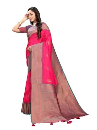 Beautiful Pink Jaqcard  Woven Design Saree With Blouse Piece For Women-thumb2