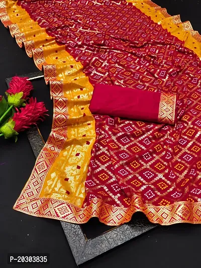 Alluring Red Georgette Printed Saree with Blouse piece