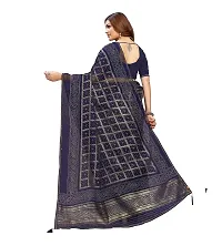 Beautiful Blue Net Printed Saree With Blouse Piece For Women-thumb2