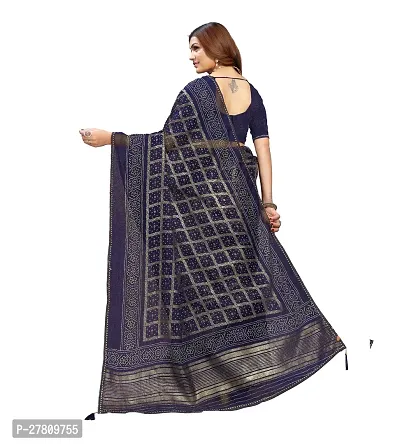 Beautiful Blue Net Printed Saree With Blouse Piece For Women-thumb3