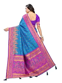 Beautiful Blue Jaqcard  Woven Design Saree With Blouse Piece For Women-thumb1