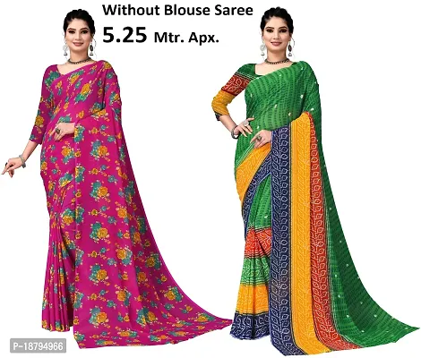 Stylish Fancy Designer Georgette Saree With Blouse Piece For Women Pack Of 2