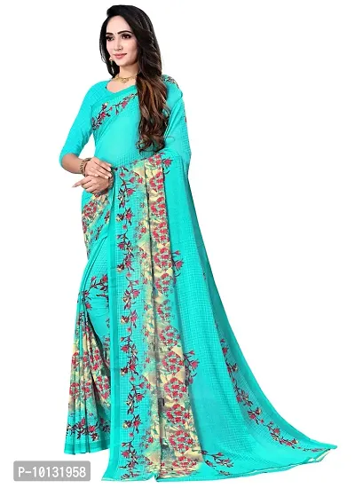 Stylish Georgette Blue Printed Saree with Blouse piece For Women-thumb3