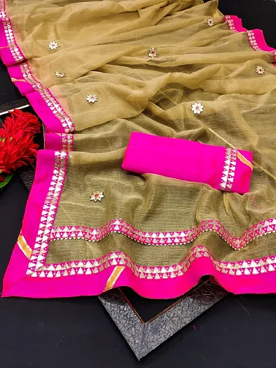 New In Net Saree with Blouse piece