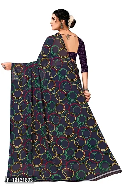 Trendy Georgette Printed Saree With Blouse Piece For Women-thumb2