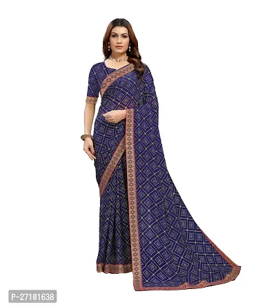 Stylish Georgette Blue Printed Saree with Blouse piece For Women