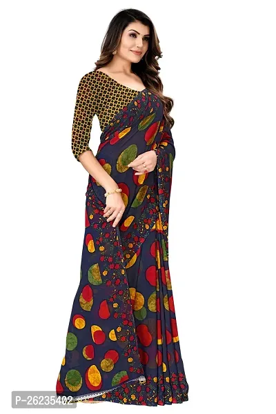 Elegant Navy Blue Georgette Saree with Blouse piece For Women