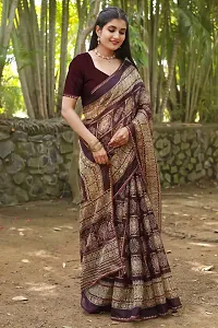 Beautiful Maroon Kota Doria Woven Design Women Saree with Blouse piece-thumb1