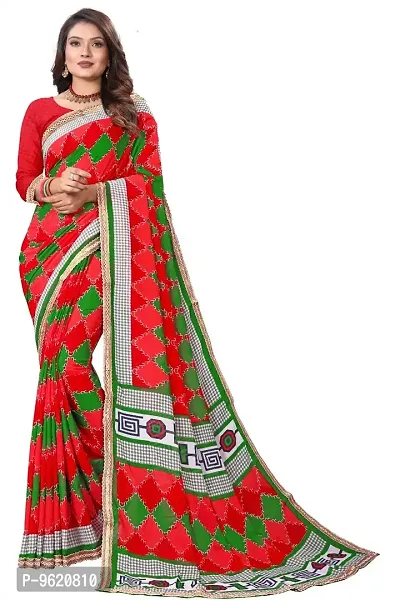 Fancy Georgette Saree with Blouse Piece for Women-thumb0