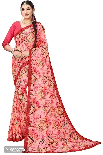 Fancy Georgette Saree with Blouse Piece for Women-thumb0