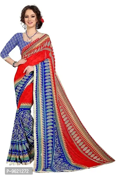 Fancy Georgette Saree with Blouse Piece for Women-thumb0