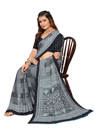 Beautiful Grey Georgette Printed Women Saree with Blouse piece-thumb2