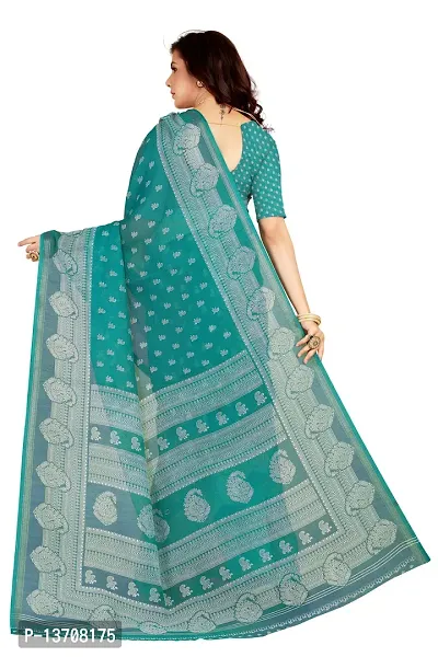 Women Fancy Chanderi Printed Saree with Blouse piece-thumb2