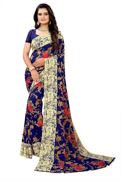 Stylish Georgette Saree with Blouse piece For Women