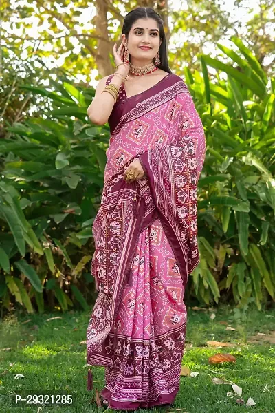 Stylish Pink Dola Silk Saree With Blouse Piece For Women