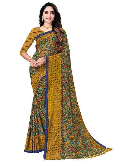 DESIGNER GEORGETTE BANDHANI PRINT LACED SAREE WITH RUNNING BLOUSE