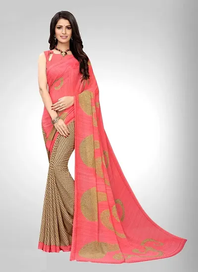 Georgette Printed Daily Wear Sarees with Blouse piece