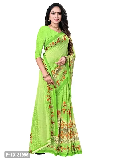 Stylish Georgette Green Printed Saree with Blouse piece For Women-thumb4