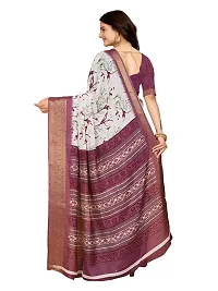 Beautiful Magenta Dola Silk Foil Print Women Saree with Blouse piece-thumb1