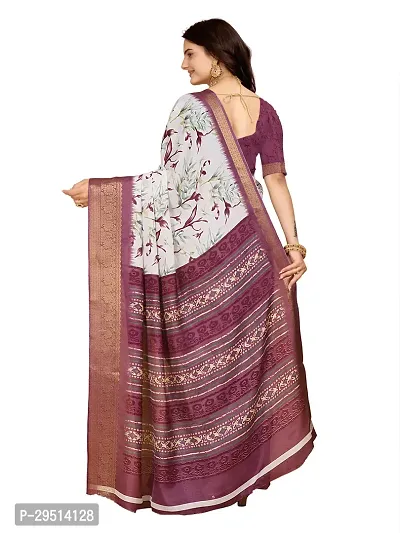 Beautiful Magenta Dola Silk Foil Print Women Saree with Blouse piece-thumb2