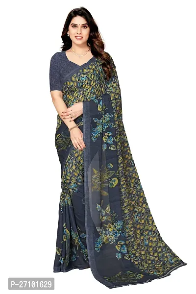 Stylish Women Georgette Printed Saree with Blouse piece
