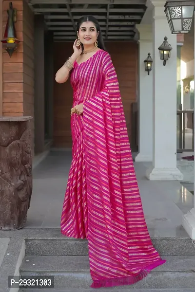 Stylish Pink Kota Doria Saree With Blouse Piece For Women-thumb4