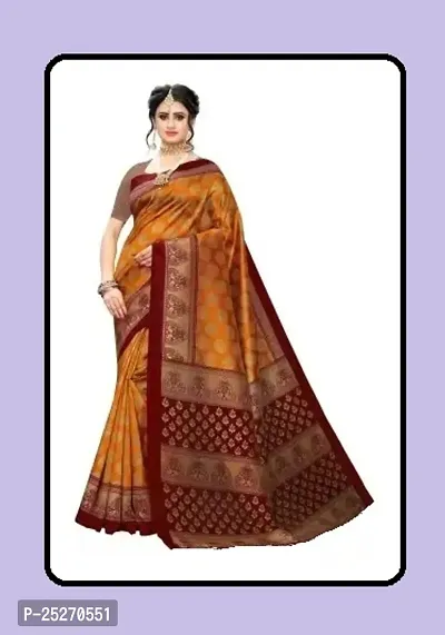 Elegant Maroon Art Silk Printed Saree with Blouse piece