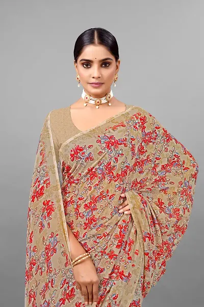 Trendy Georgette Printed Sarees With Blouse Piece