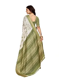 Beautiful Green Dola Silk Foil Print Women Saree with Blouse piece-thumb1