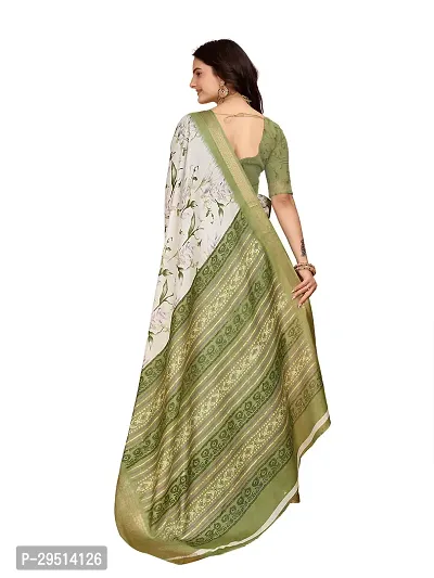 Beautiful Green Dola Silk Foil Print Women Saree with Blouse piece-thumb2