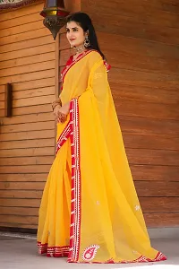 Beautiful Yellow Kota Doria Woven Design Women Saree with Blouse piece-thumb1