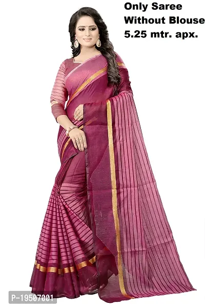 Women Stylish Chanderi Cotton Saree without Blouse piece-thumb0