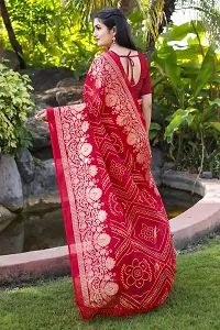 Stylish Red Kota Doria Saree With Blouse Piece For Women-thumb1