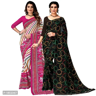 Women Fancy Printed Georgette Saree with Blouse piece (Pack Of 2)-thumb0