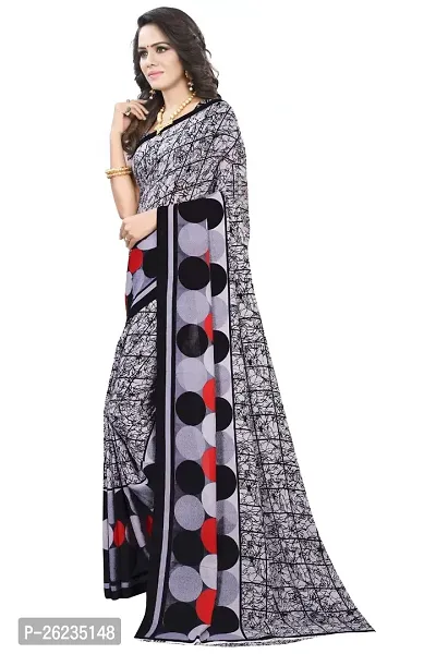 Elegant Grey Georgette Saree with Blouse piece For Women