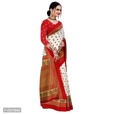 Elegant Red Art Silk Printed Saree with Blouse piece-thumb0