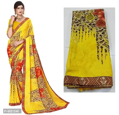 Fancy Georgette Saree with Blouse Piece for Women