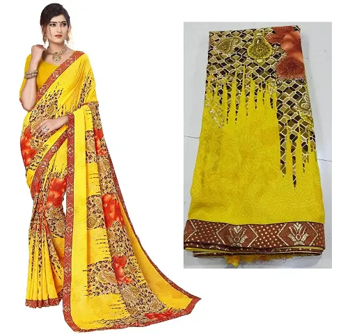 Fancy Georgette Saree with Blouse Piece for Women