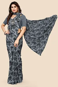 Alluring Grey Georgette Printed Saree with Blouse piece-thumb3