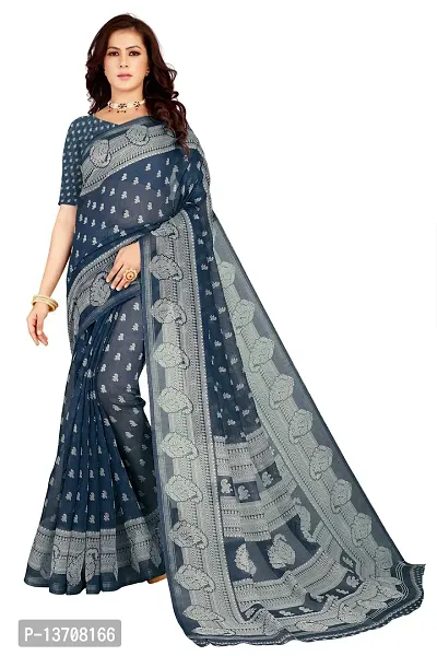 Women Fancy Chanderi Printed Saree with Blouse piece