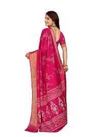 Beautiful Pink Dola Silk Foil Print Women Saree with Blouse piece-thumb1