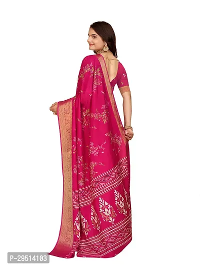 Beautiful Pink Dola Silk Foil Print Women Saree with Blouse piece-thumb2