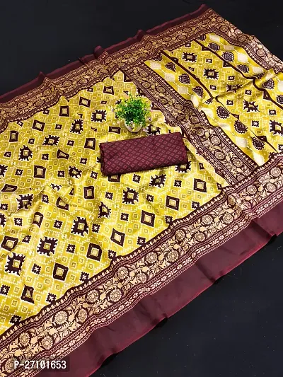 Stylish Women Art Silk Printed Saree with Blouse piece-thumb0