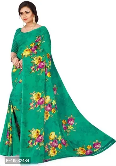 Women Fancy Floral Printed Georgette Saree-thumb4